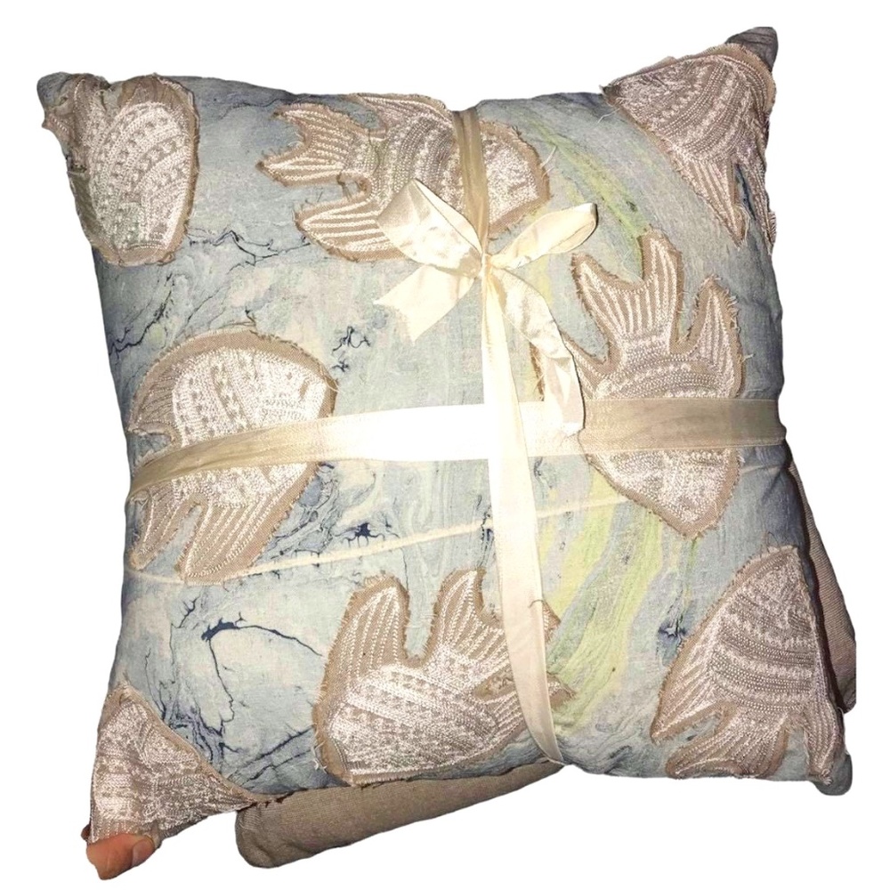 NWT Handmade in India 2 piece set of Beach Themed Pillows